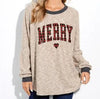 Women's Plaid Merry Ringer Band Top | Oatmeal & Charcoal